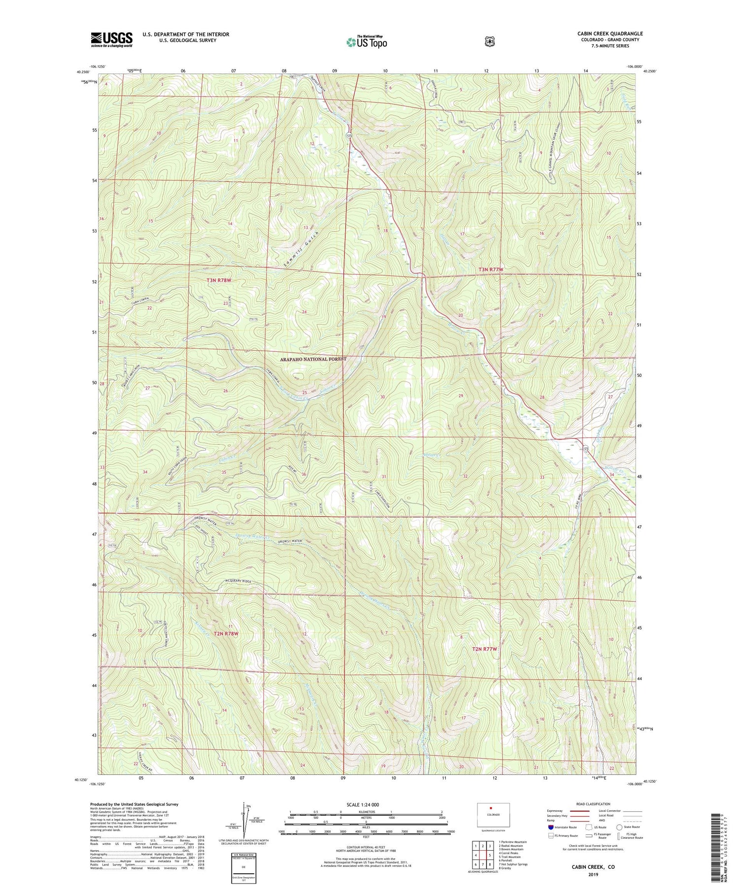 Cabin Creek Colorado US Topo Map Image
