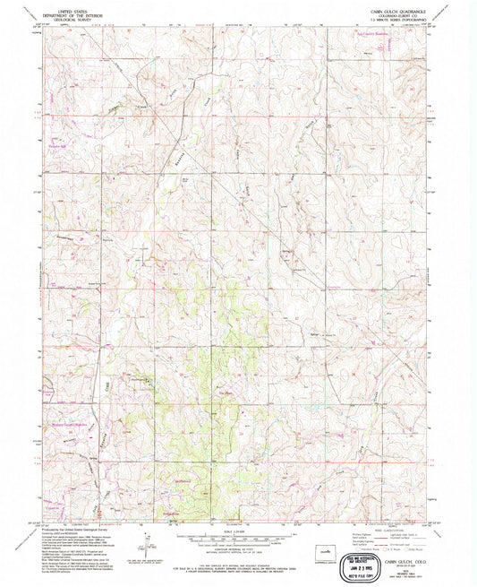 Classic USGS Cabin Gulch Colorado 7.5'x7.5' Topo Map Image