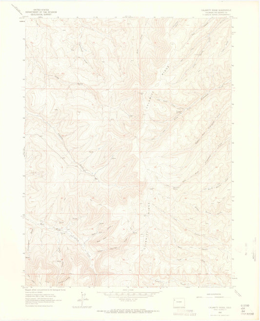 Classic USGS Calamity Ridge Colorado 7.5'x7.5' Topo Map Image