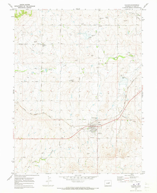 Classic USGS Calhan Colorado 7.5'x7.5' Topo Map Image