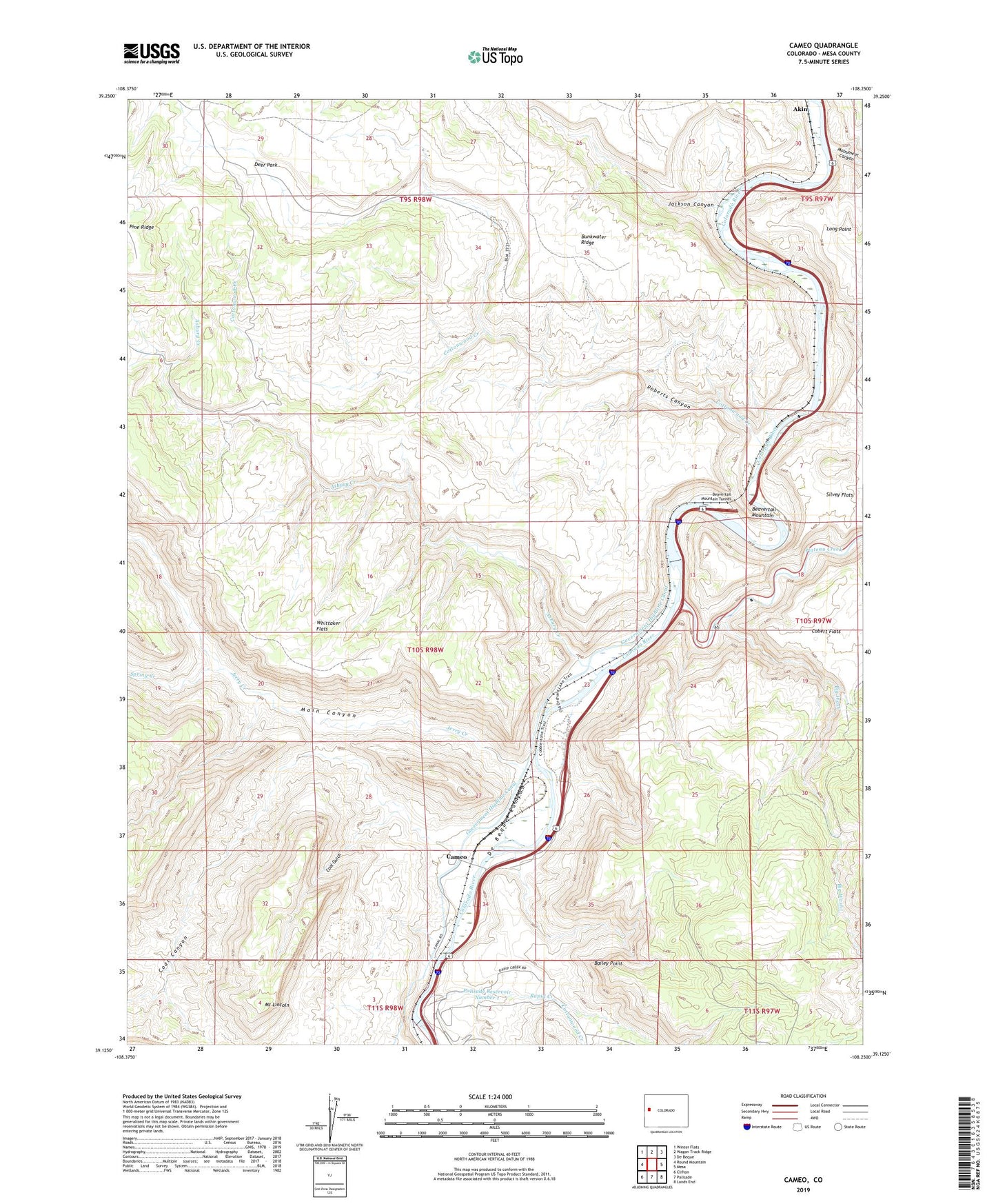 Cameo Colorado US Topo Map Image