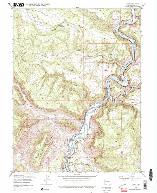Classic USGS Cameo Colorado 7.5'x7.5' Topo Map Image
