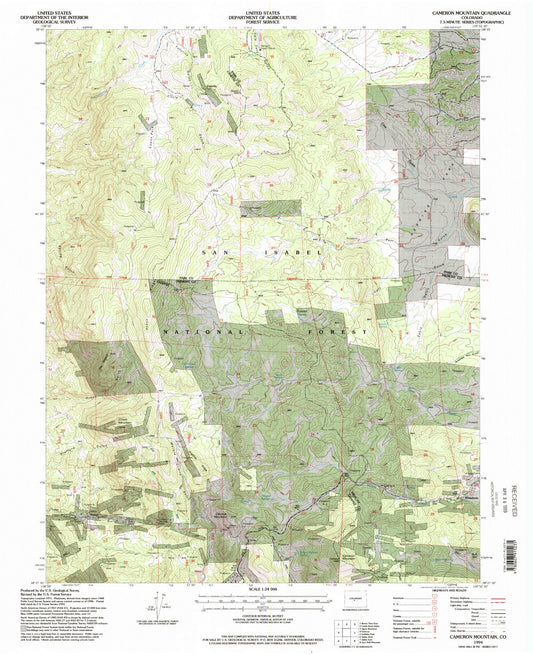 Classic USGS Cameron Mountain Colorado 7.5'x7.5' Topo Map Image