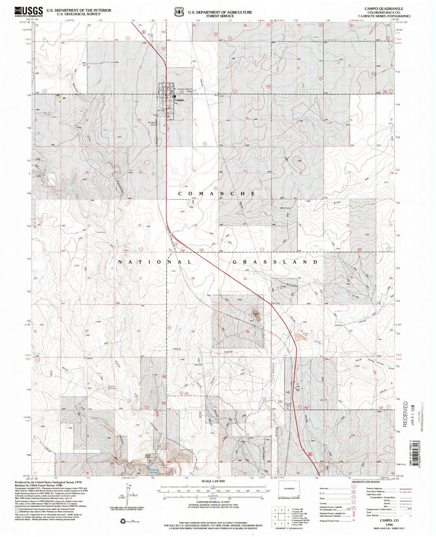 Classic USGS Campo Colorado 7.5'x7.5' Topo Map Image
