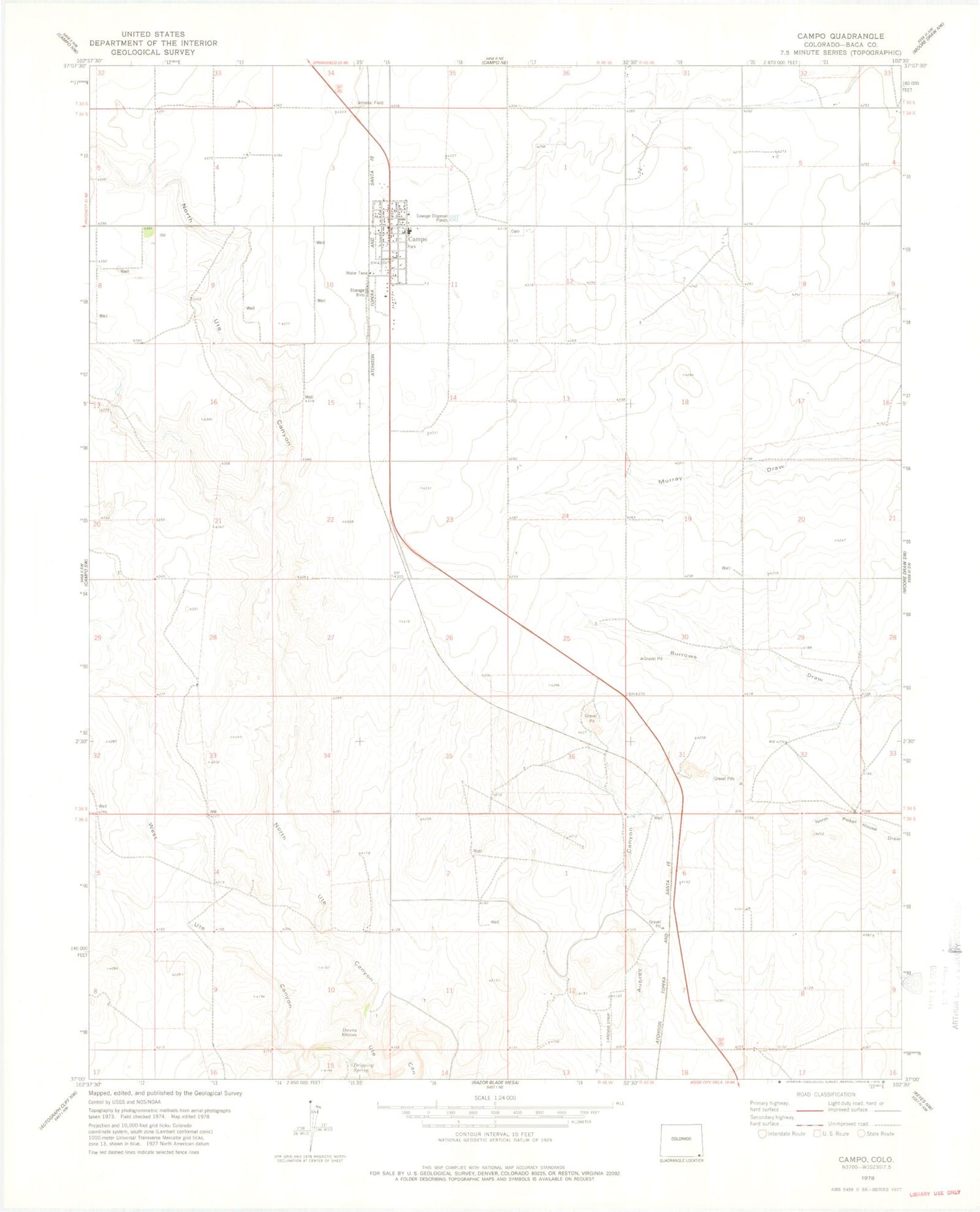 Classic USGS Campo Colorado 7.5'x7.5' Topo Map Image