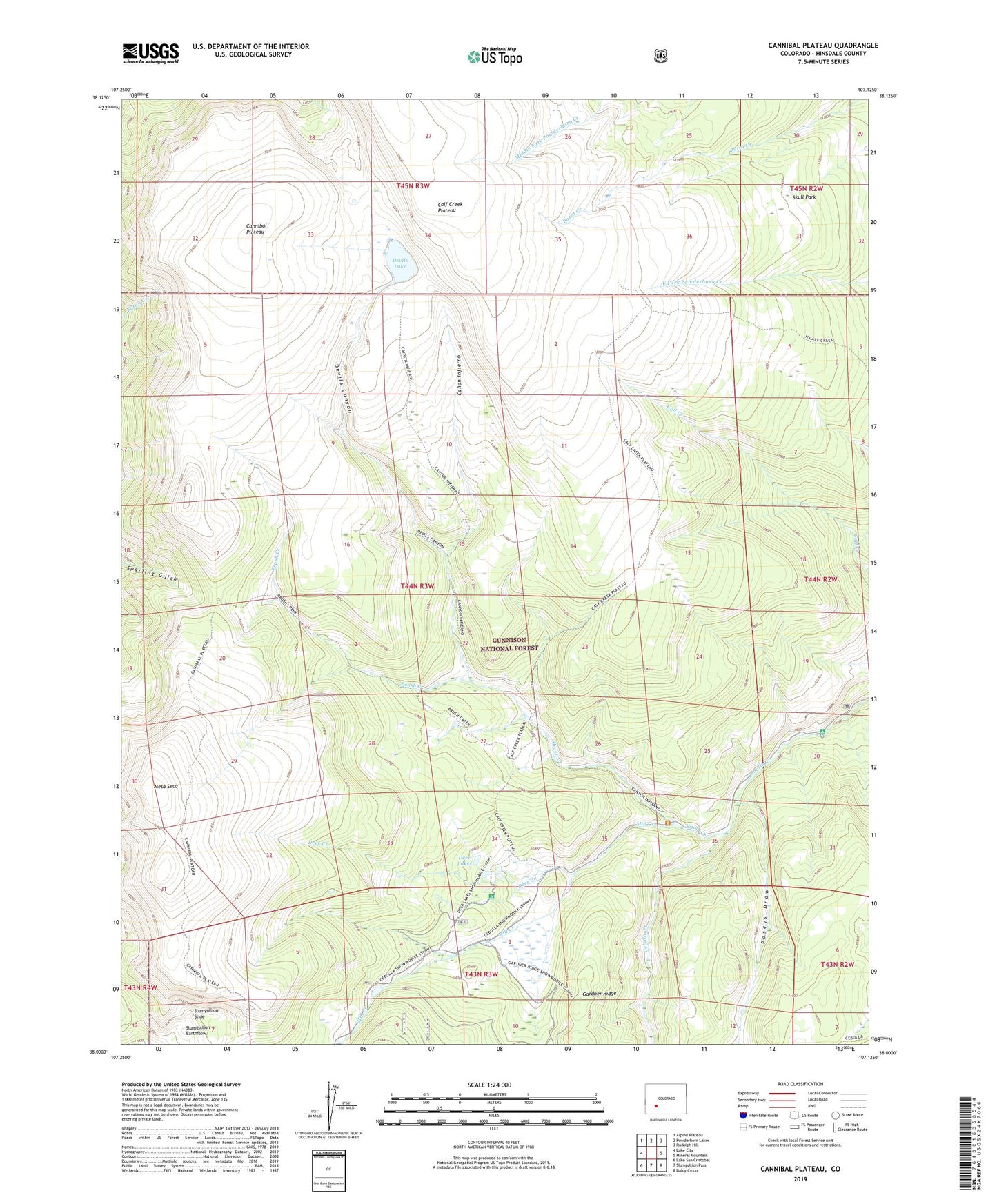 Cannibal Plateau Colorado US Topo Map Image