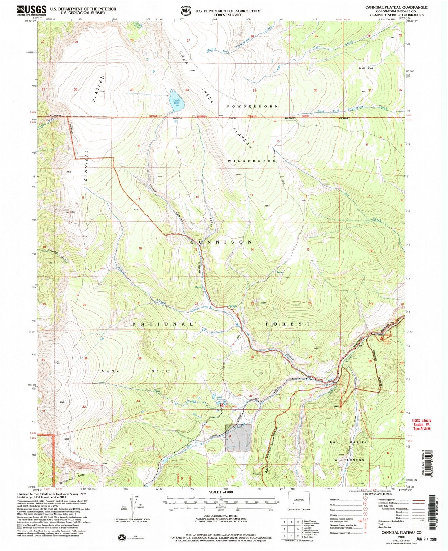 Classic USGS Cannibal Plateau Colorado 7.5'x7.5' Topo Map Image