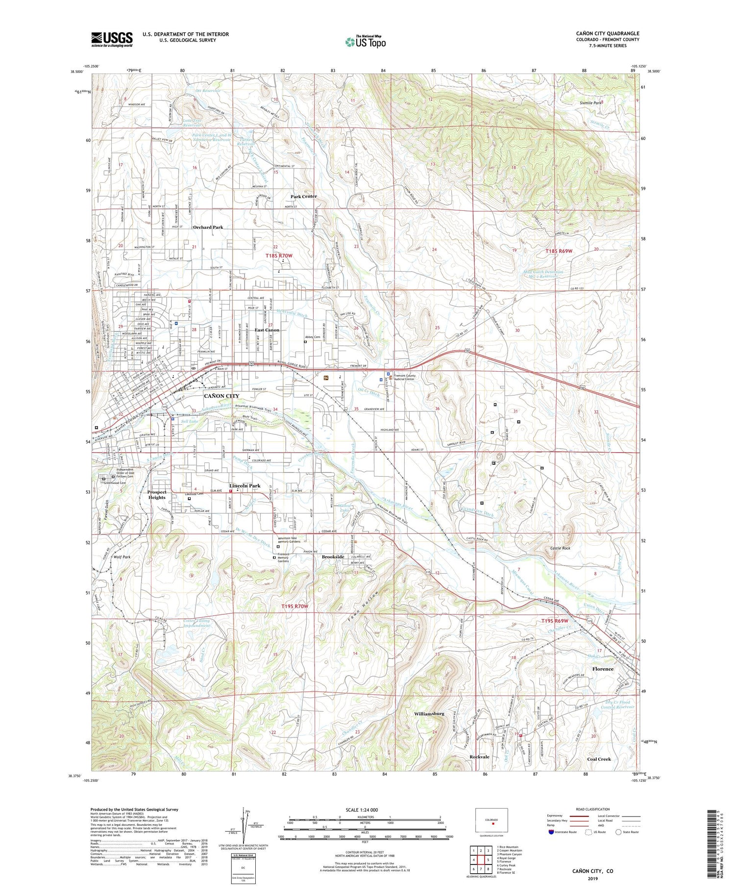 Canon City Colorado US Topo Map Image