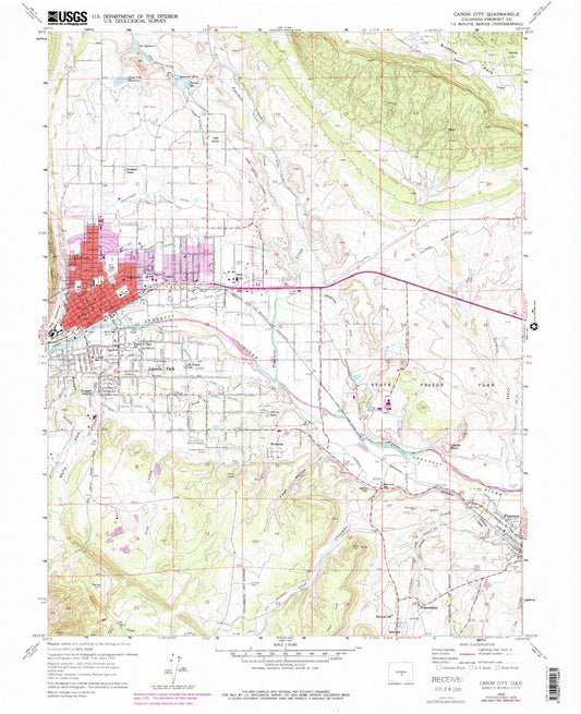 Classic USGS Canon City Colorado 7.5'x7.5' Topo Map Image