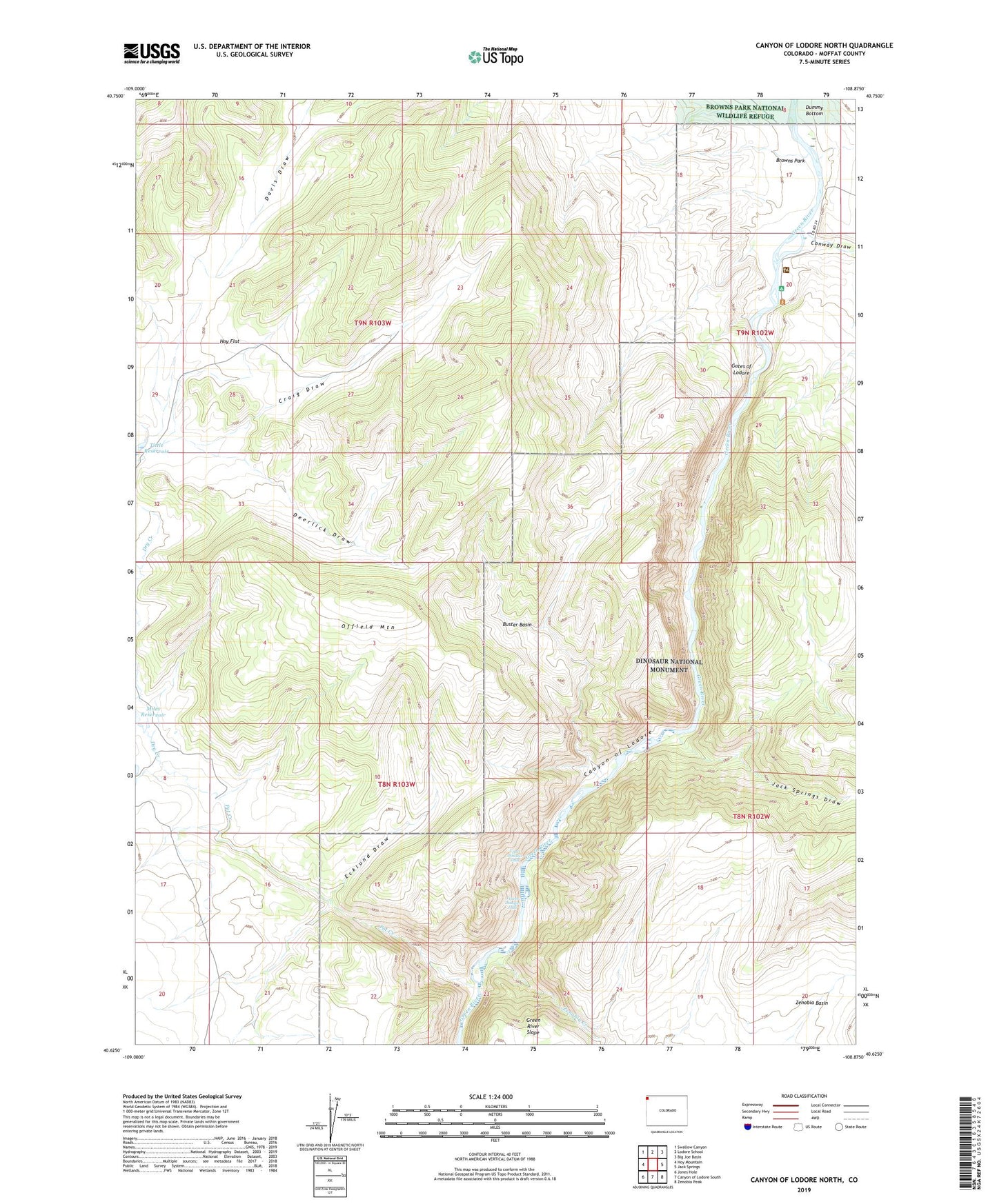 Canyon of Lodore North Colorado US Topo Map Image