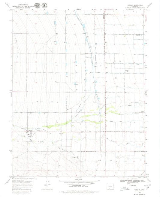 Classic USGS Capulin Colorado 7.5'x7.5' Topo Map Image