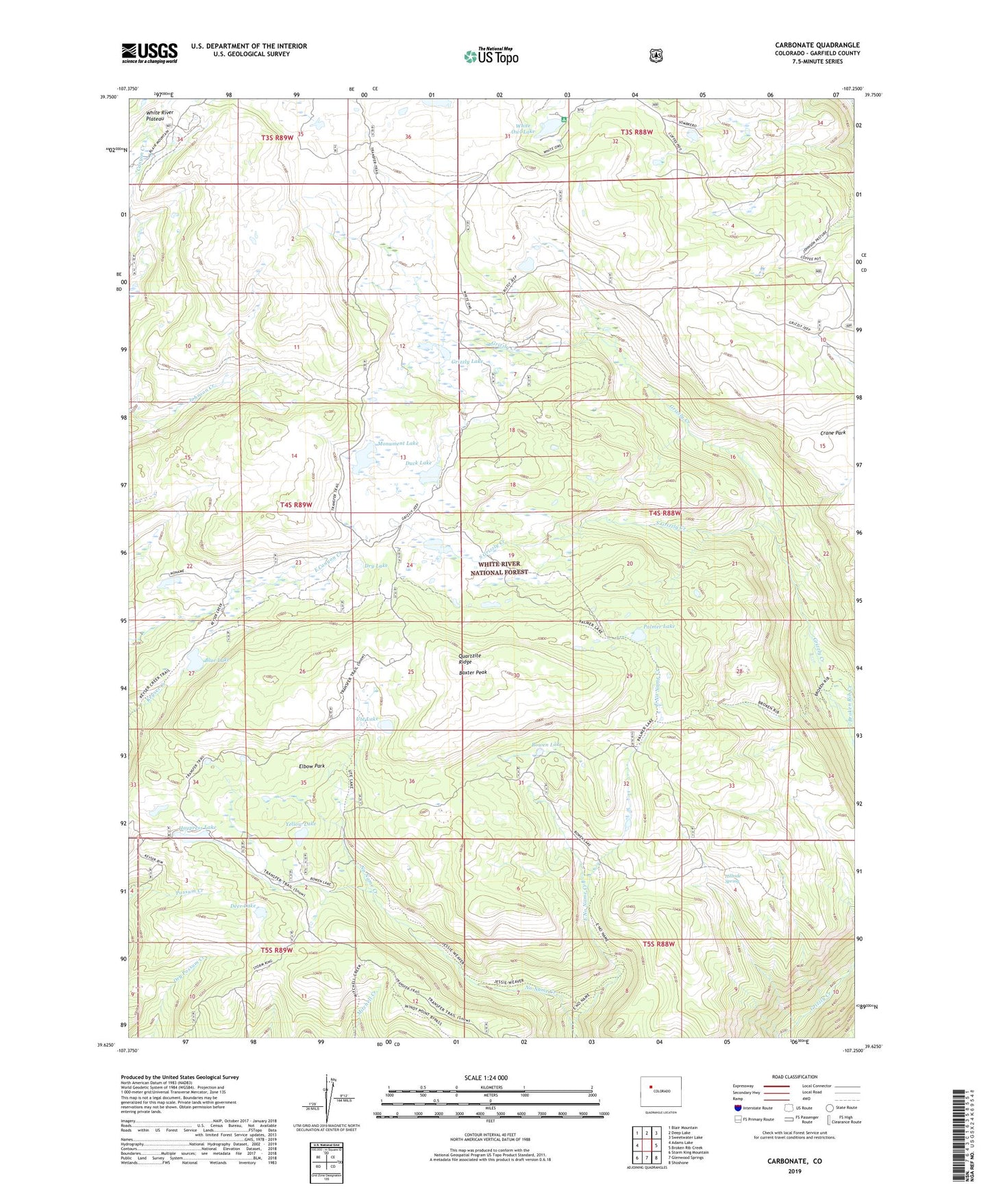 Carbonate Colorado US Topo Map Image