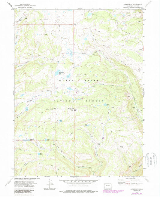 Classic USGS Carbonate Colorado 7.5'x7.5' Topo Map Image