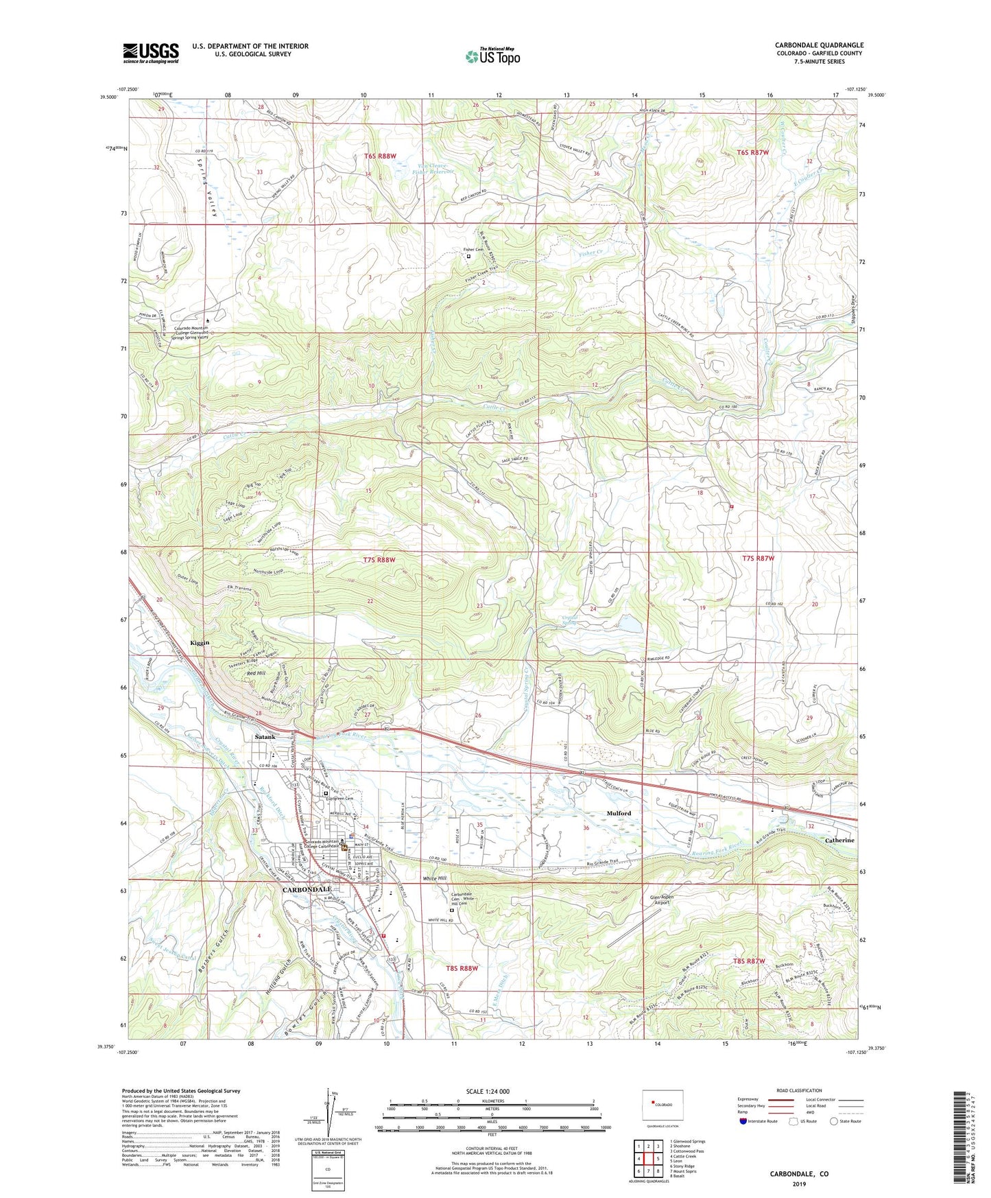 Carbondale Colorado US Topo Map Image