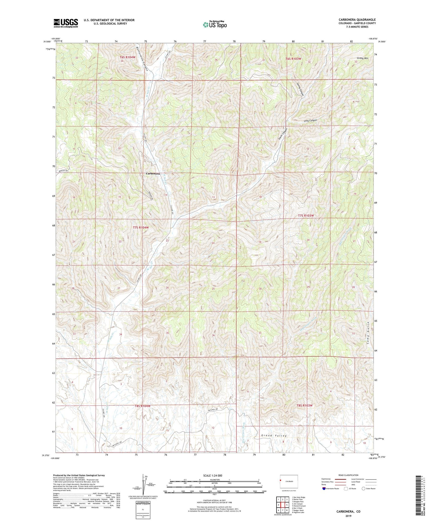 Carbonera Colorado US Topo Map Image