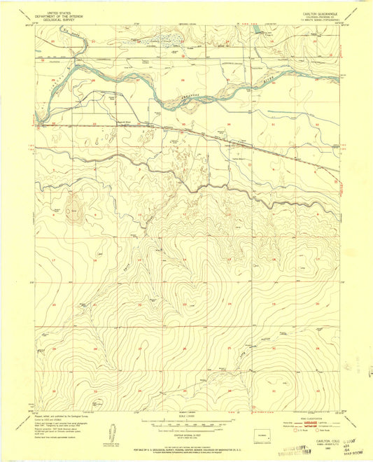 Classic USGS Carlton Colorado 7.5'x7.5' Topo Map Image