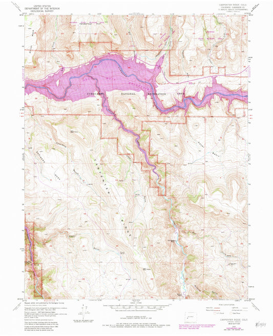 Classic USGS Carpenter Ridge Colorado 7.5'x7.5' Topo Map Image