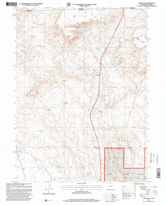 Classic USGS Carr East Colorado 7.5'x7.5' Topo Map Image