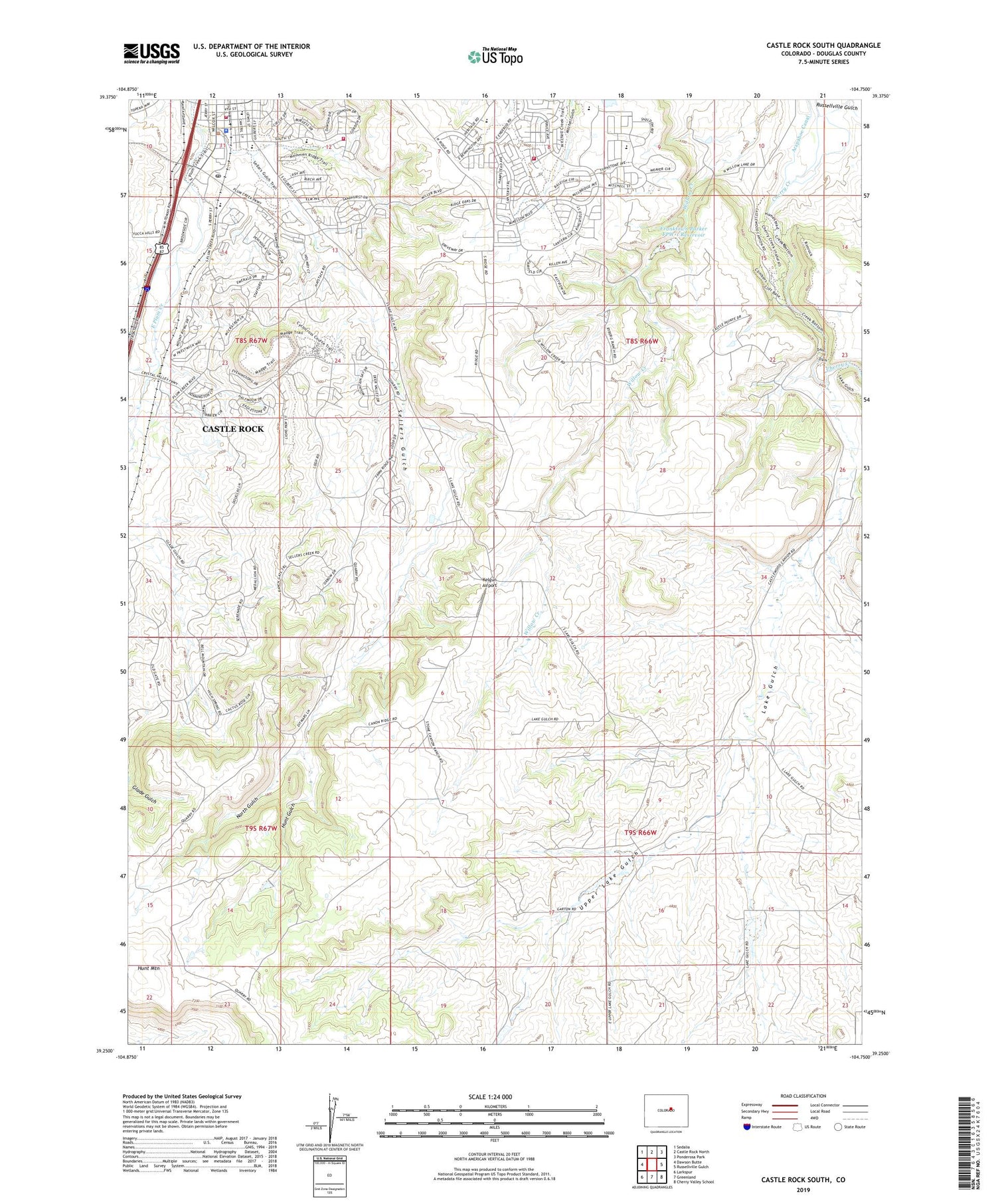 Castle Rock South Colorado US Topo Map Image