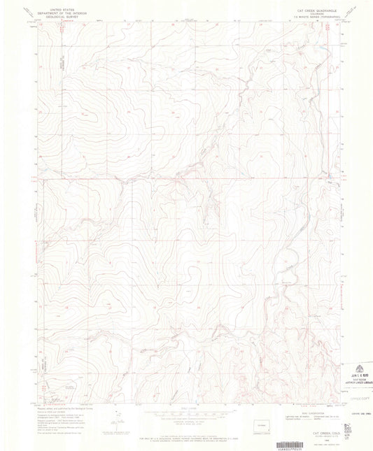 Classic USGS Cat Creek Colorado 7.5'x7.5' Topo Map Image