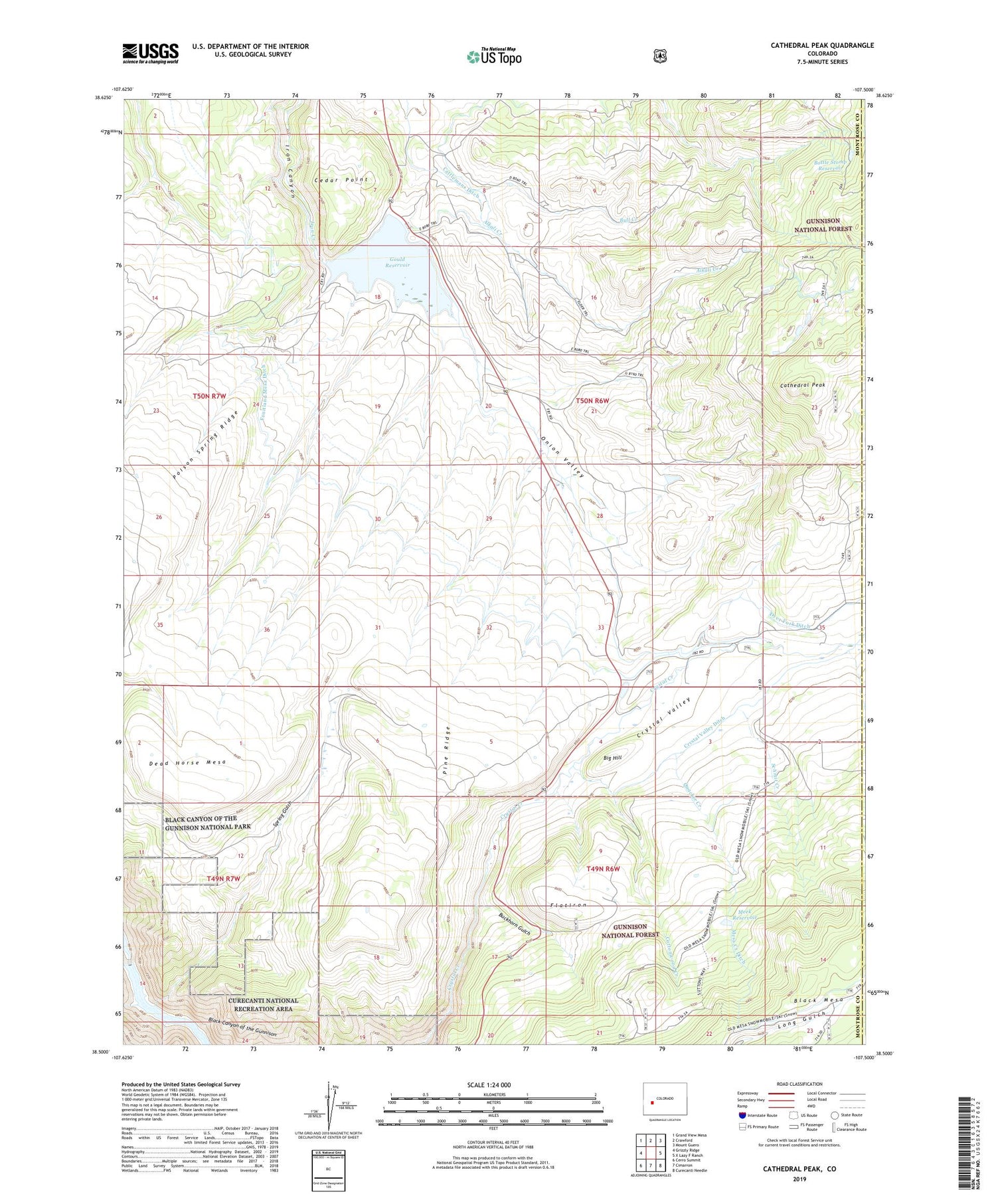 Cathedral Peak Colorado US Topo Map Image