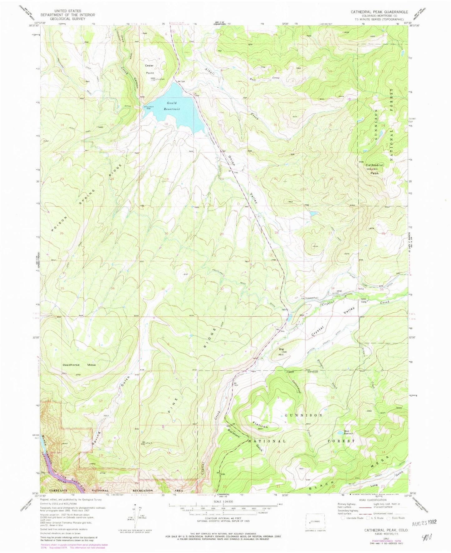 Classic USGS Cathedral Peak Colorado 7.5'x7.5' Topo Map Image