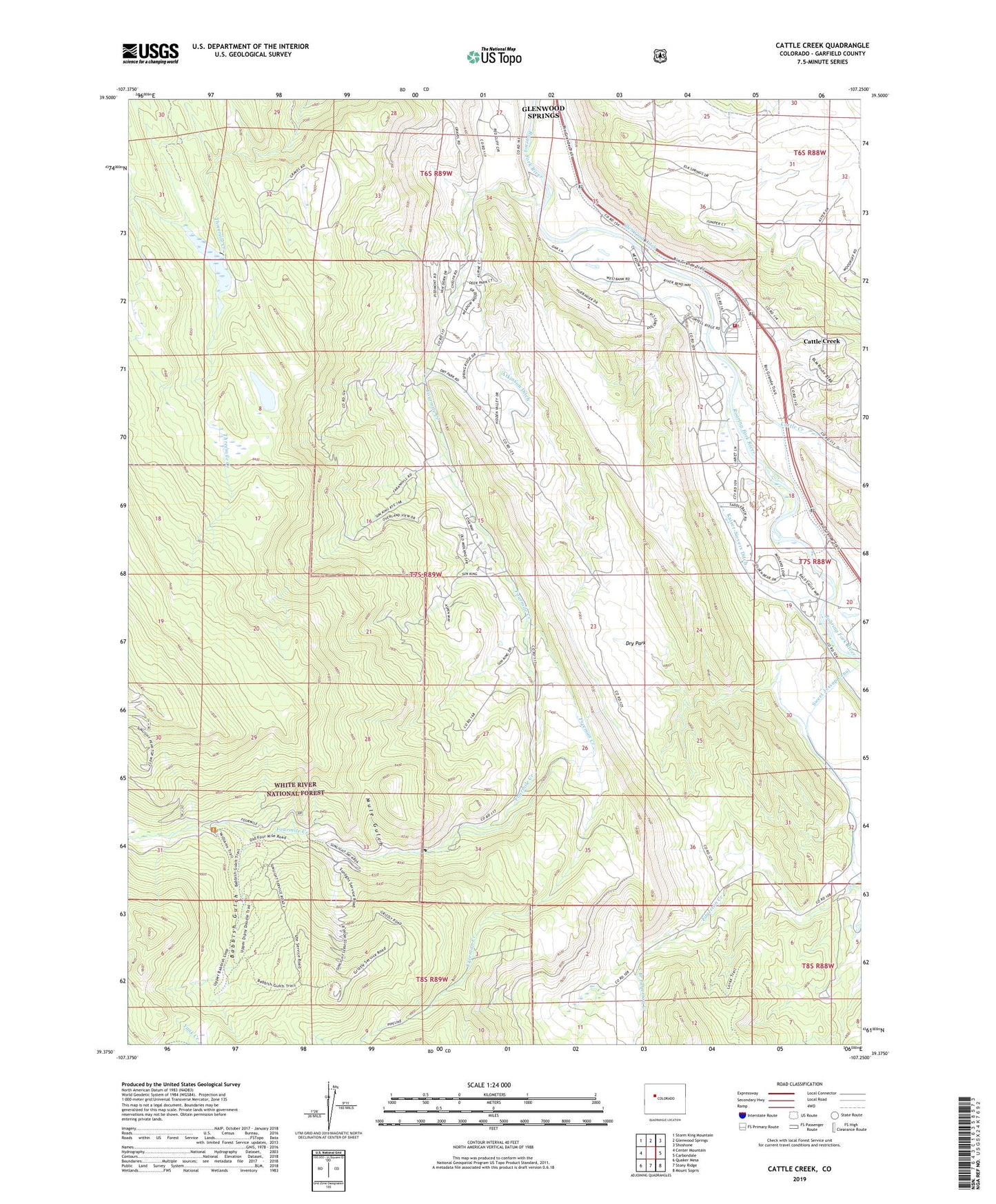 Cattle Creek Colorado US Topo Map Image