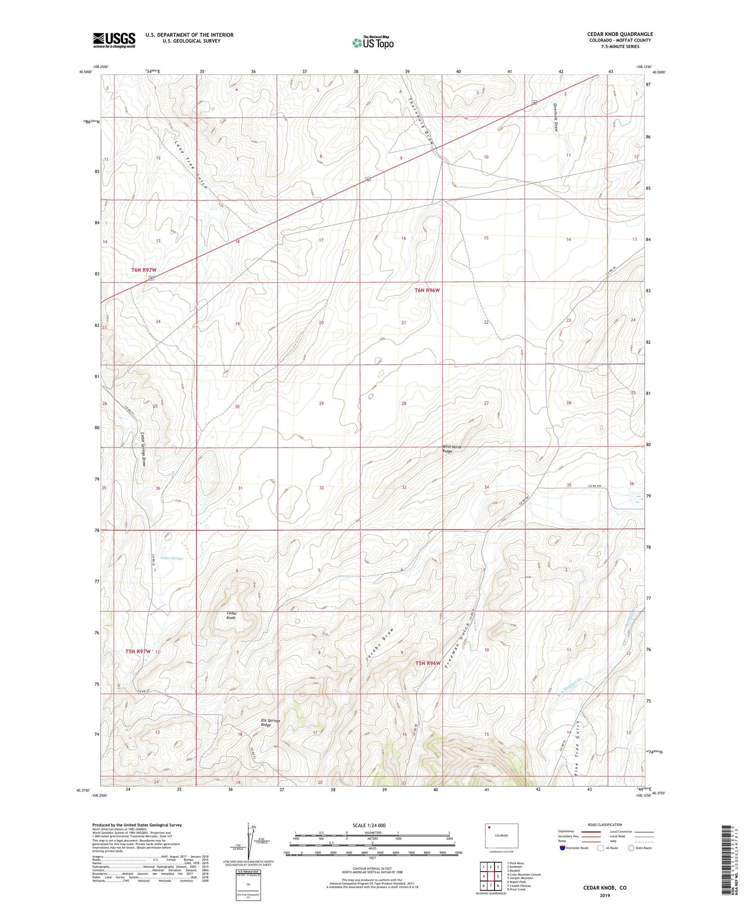 Cedar Knob Colorado US Topo Map Image