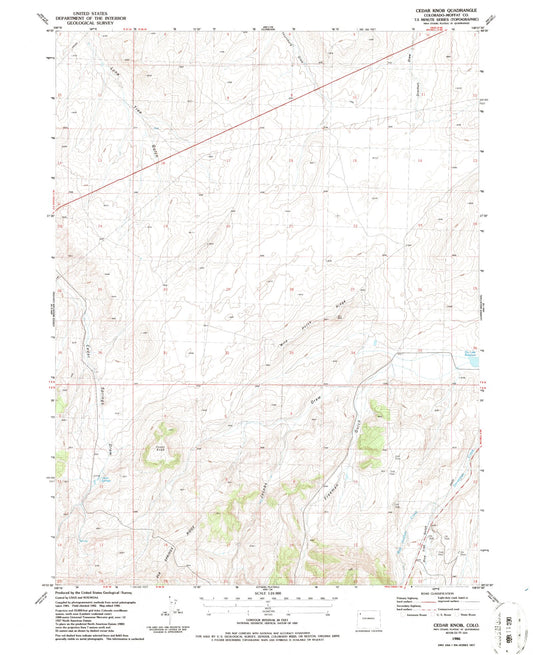 Classic USGS Cedar Knob Colorado 7.5'x7.5' Topo Map Image