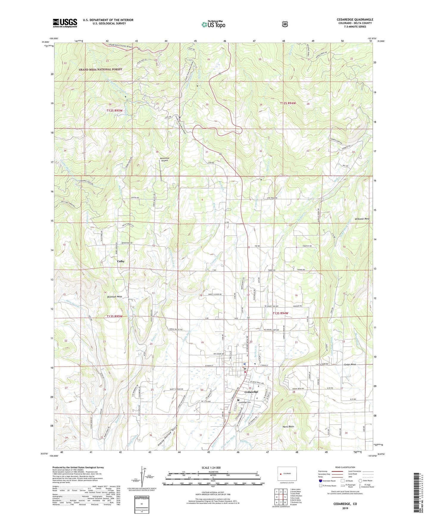 Cedaredge Colorado US Topo Map Image