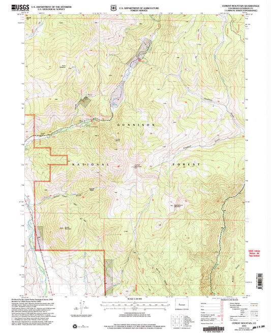 Classic USGS Cement Mountain Colorado 7.5'x7.5' Topo Map Image