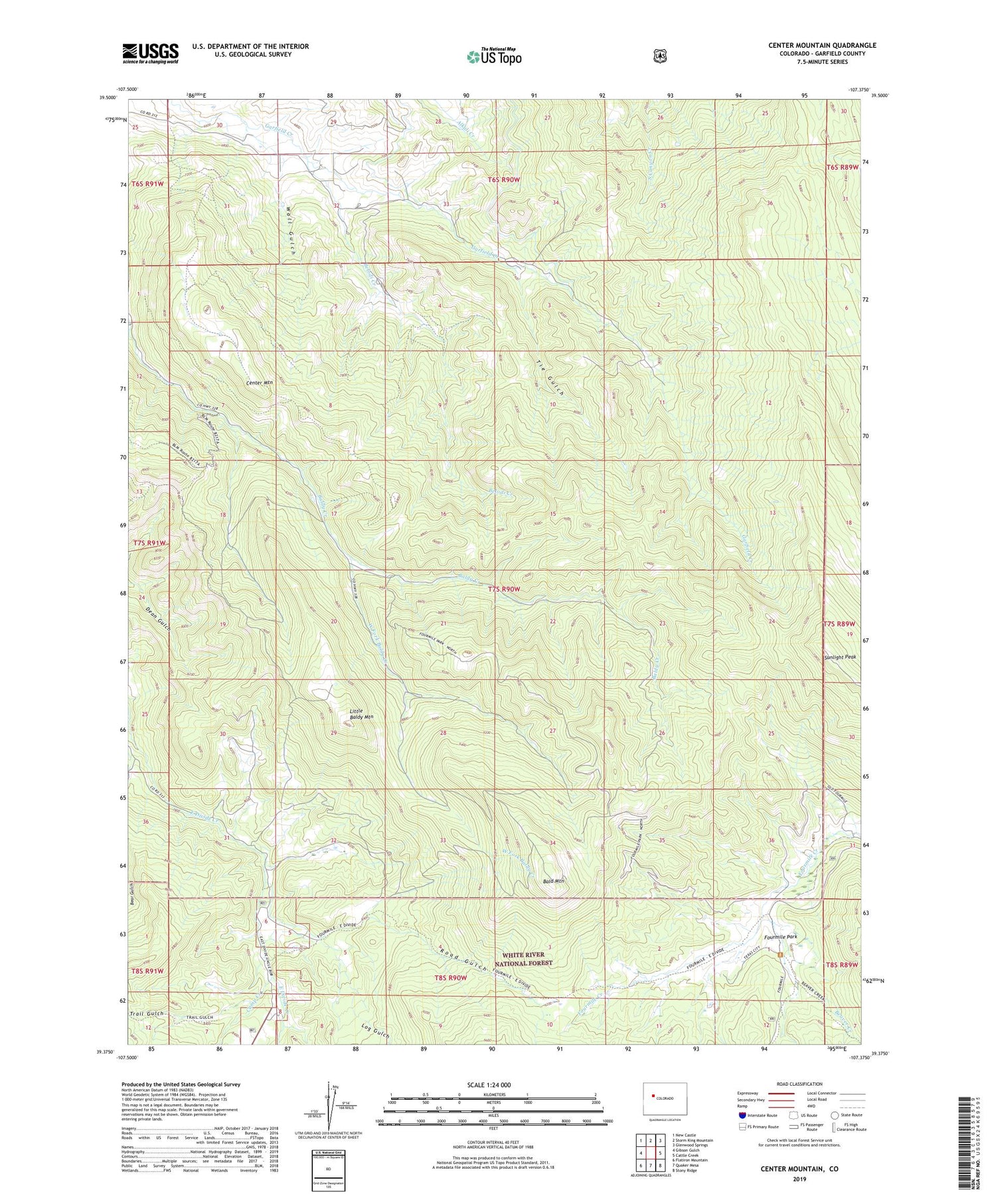 Center Mountain Colorado US Topo Map Image