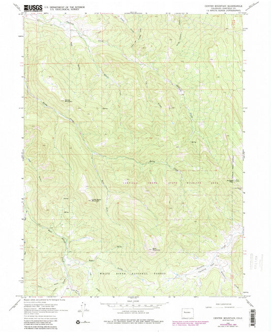 Classic USGS Center Mountain Colorado 7.5'x7.5' Topo Map Image