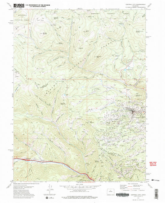 Classic USGS Central City Colorado 7.5'x7.5' Topo Map Image