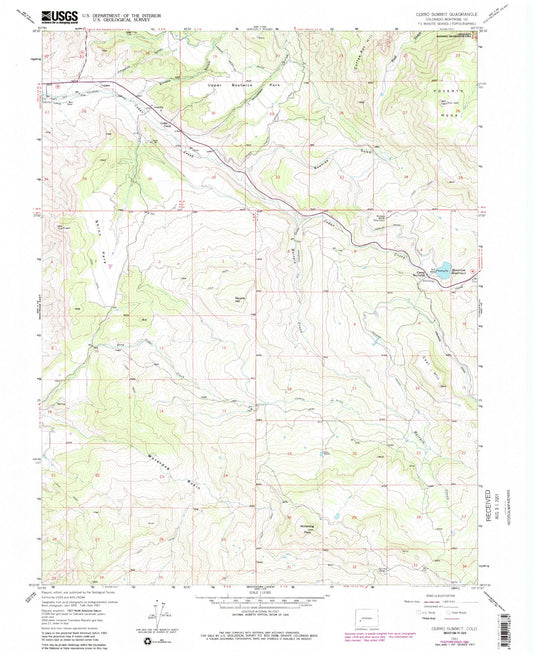Classic USGS Cerro Summit Colorado 7.5'x7.5' Topo Map Image