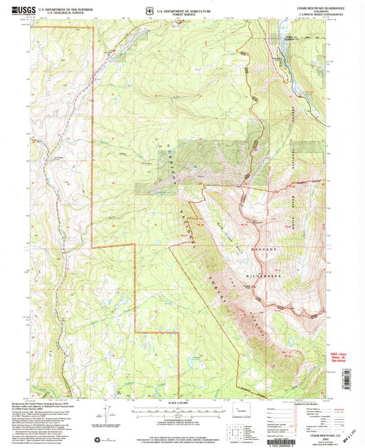 Classic USGS Chair Mountain Colorado 7.5'x7.5' Topo Map Image