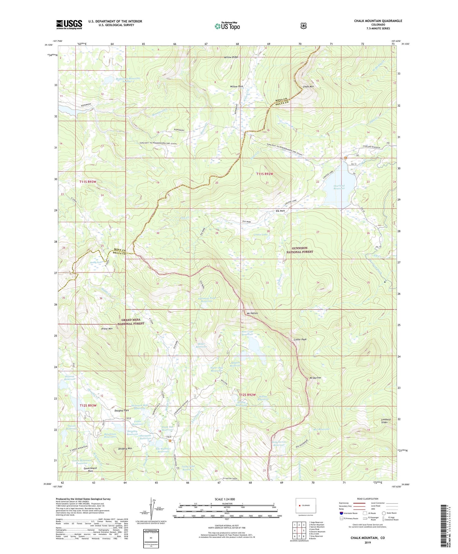 Chalk Mountain Colorado US Topo Map Image