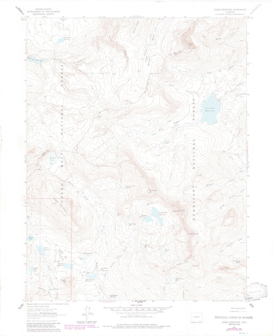 Classic USGS Chalk Mountain Colorado 7.5'x7.5' Topo Map Image