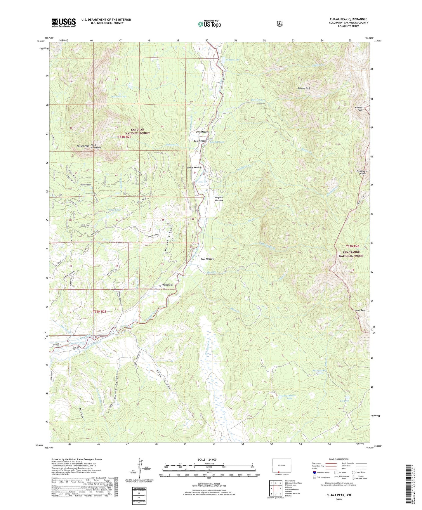 Chama Peak Colorado US Topo Map Image