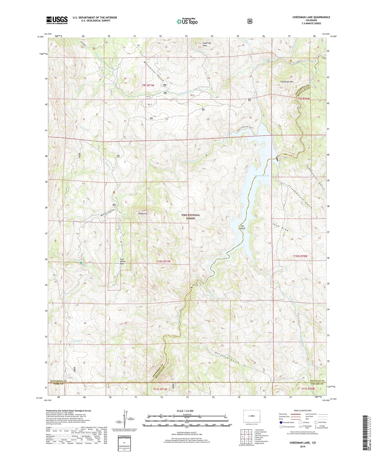 Cheesman Lake Colorado US Topo Map Image
