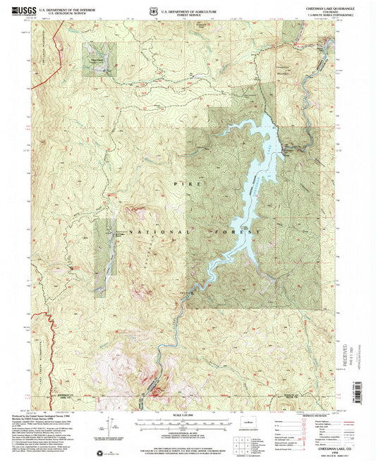 Classic USGS Cheesman Lake Colorado 7.5'x7.5' Topo Map Image