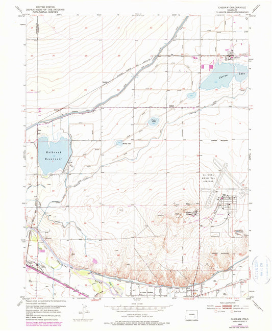 Classic USGS Cheraw Colorado 7.5'x7.5' Topo Map Image