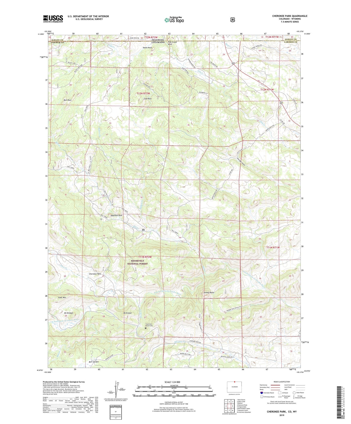 Cherokee Park Colorado US Topo Map Image