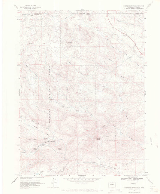 Classic USGS Cherokee Park Colorado 7.5'x7.5' Topo Map Image