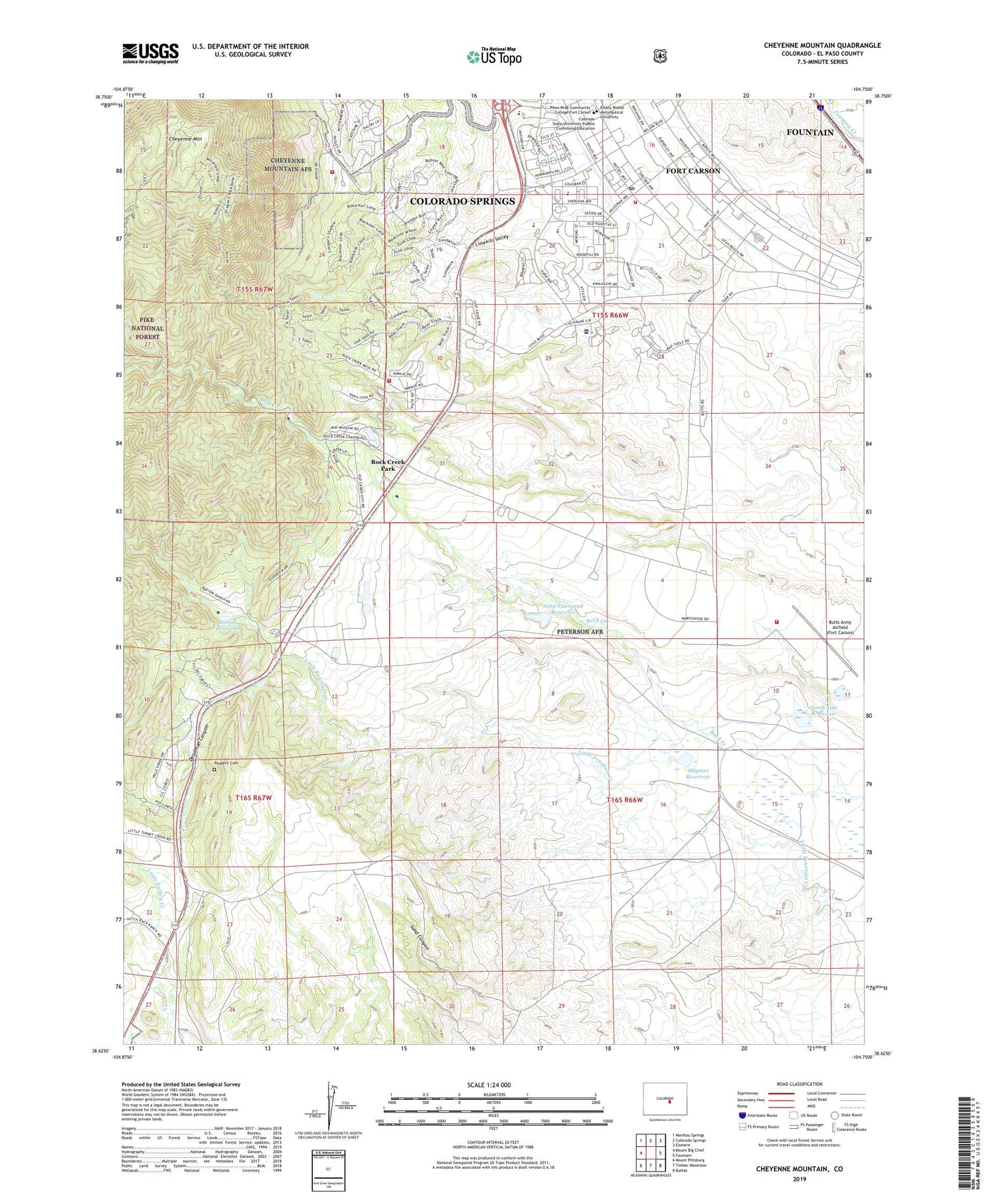 Cheyenne Mountain Colorado US Topo Map Image