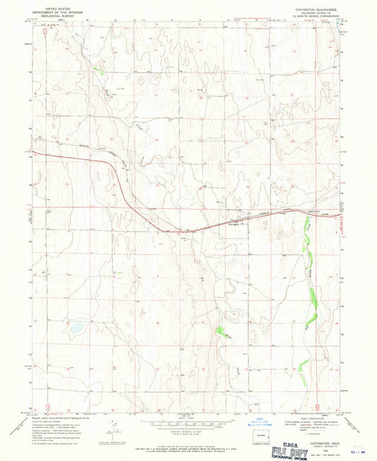 Classic USGS Chivington Colorado 7.5'x7.5' Topo Map Image