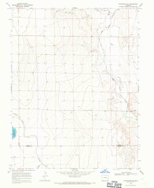 Classic USGS Chivington SE Colorado 7.5'x7.5' Topo Map Image