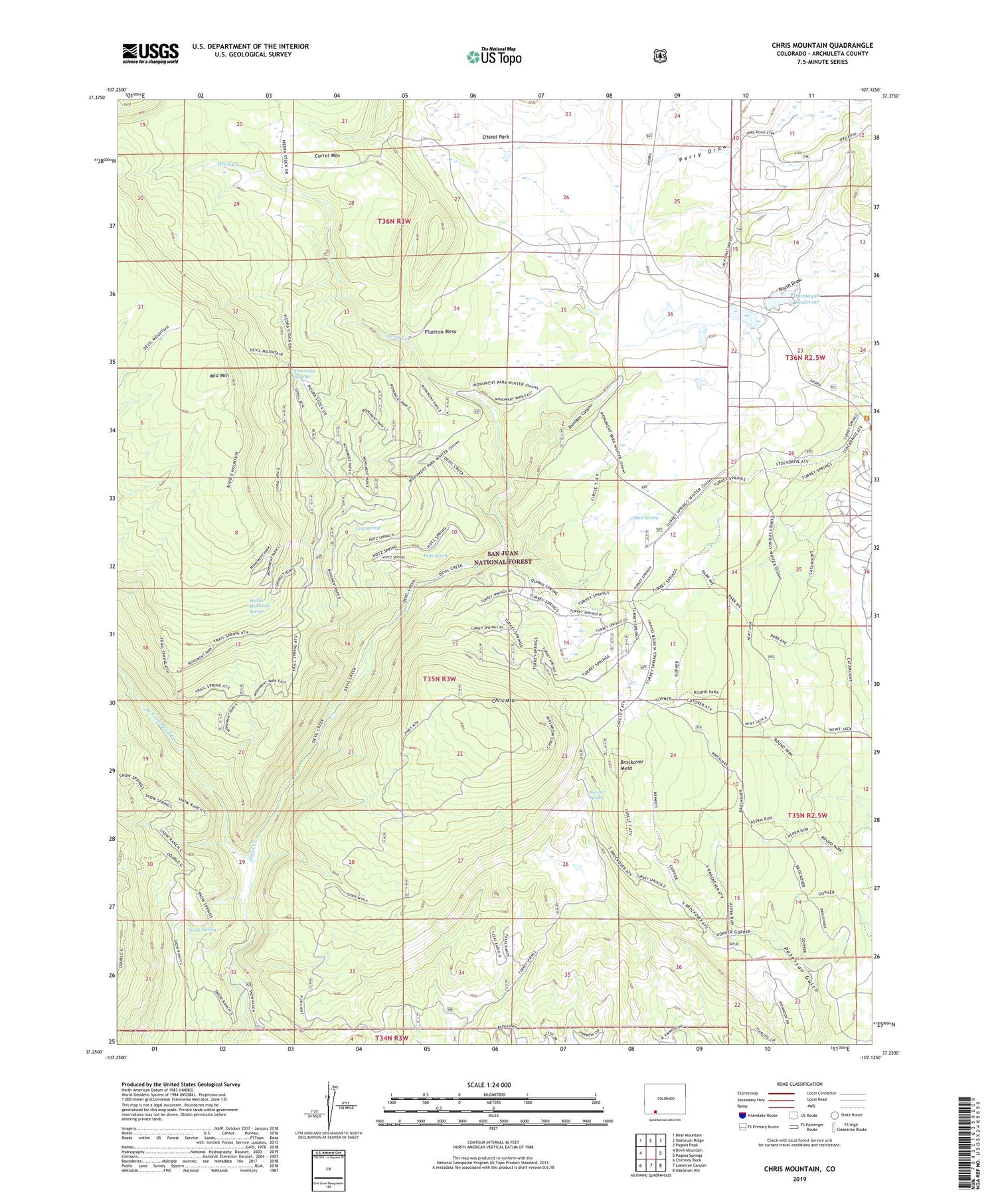 Chris Mountain Colorado US Topo Map Image