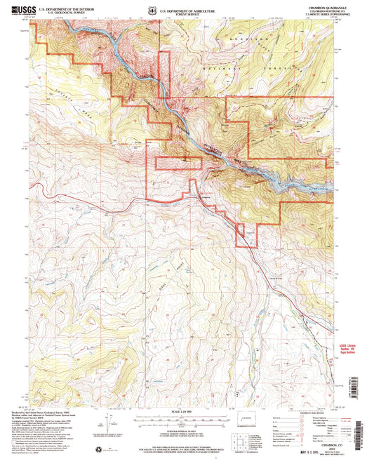 Classic USGS Cimarron Colorado 7.5'x7.5' Topo Map Image