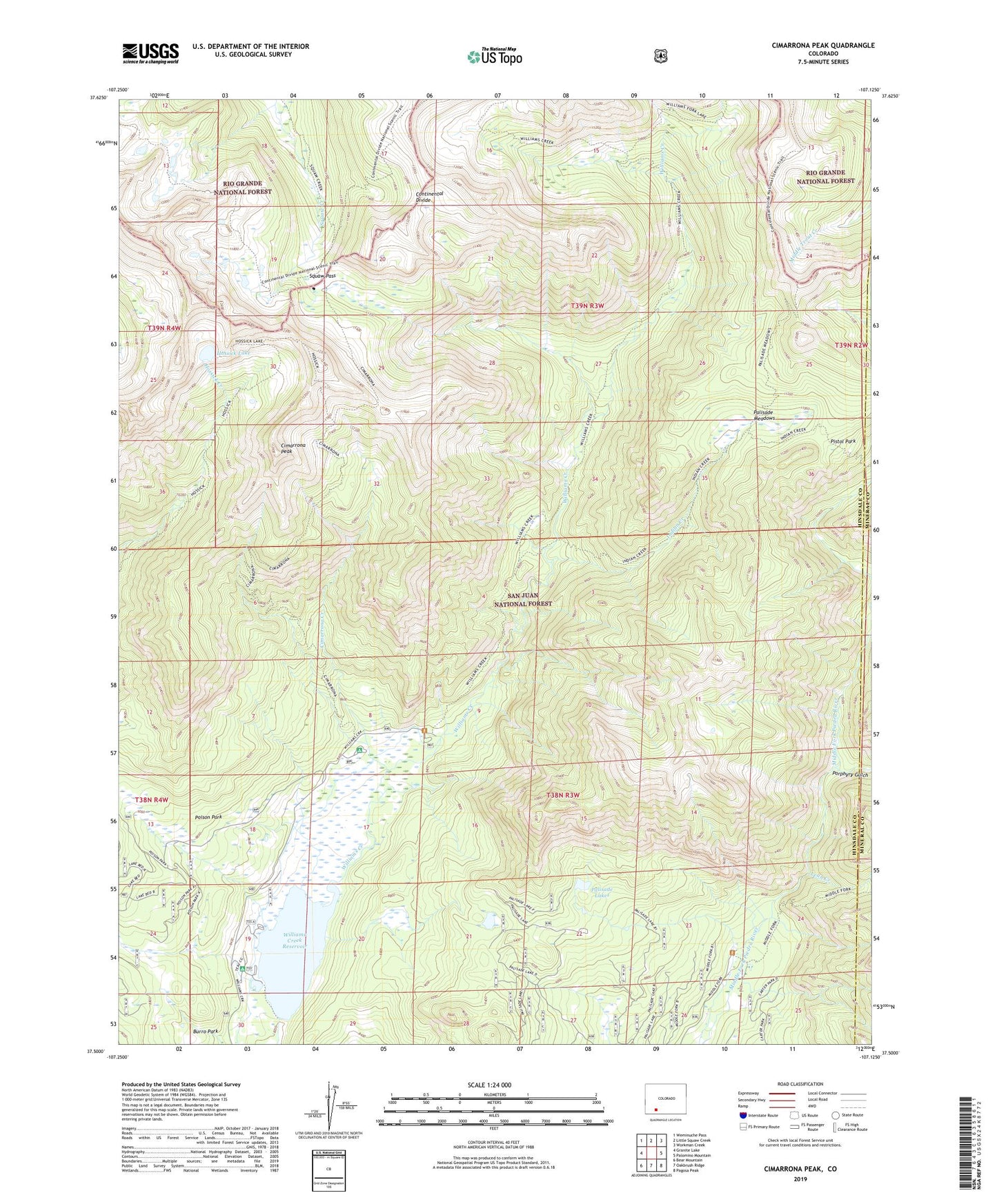 Cimarrona Peak Colorado US Topo Map Image